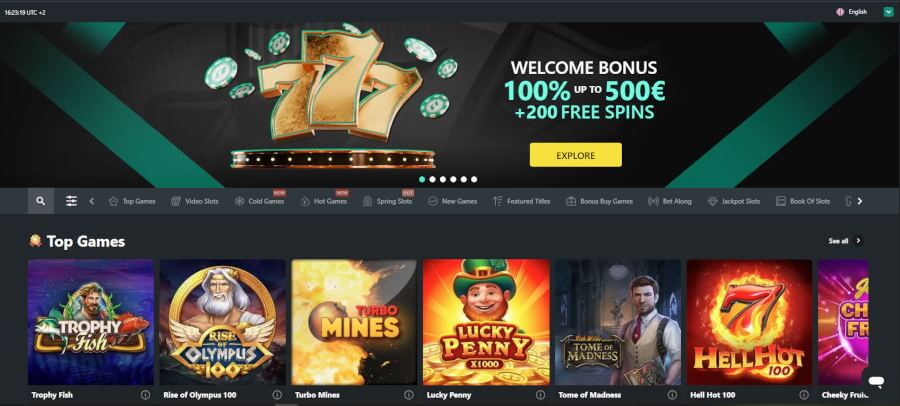 1Bet Casino section screenshot